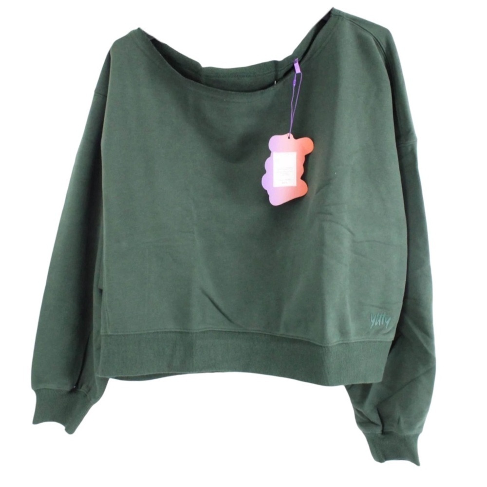 YITTY • Deep Cactus Major Label Everyday Off-The-Shoulder Terry Sweatshirt